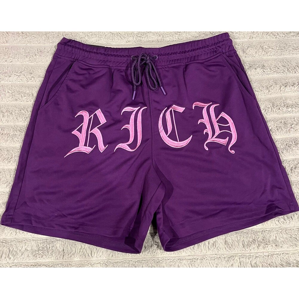Rebel Minds RICH Purple Pink Embroidered Shorts Men’s XL NWT Streetwear